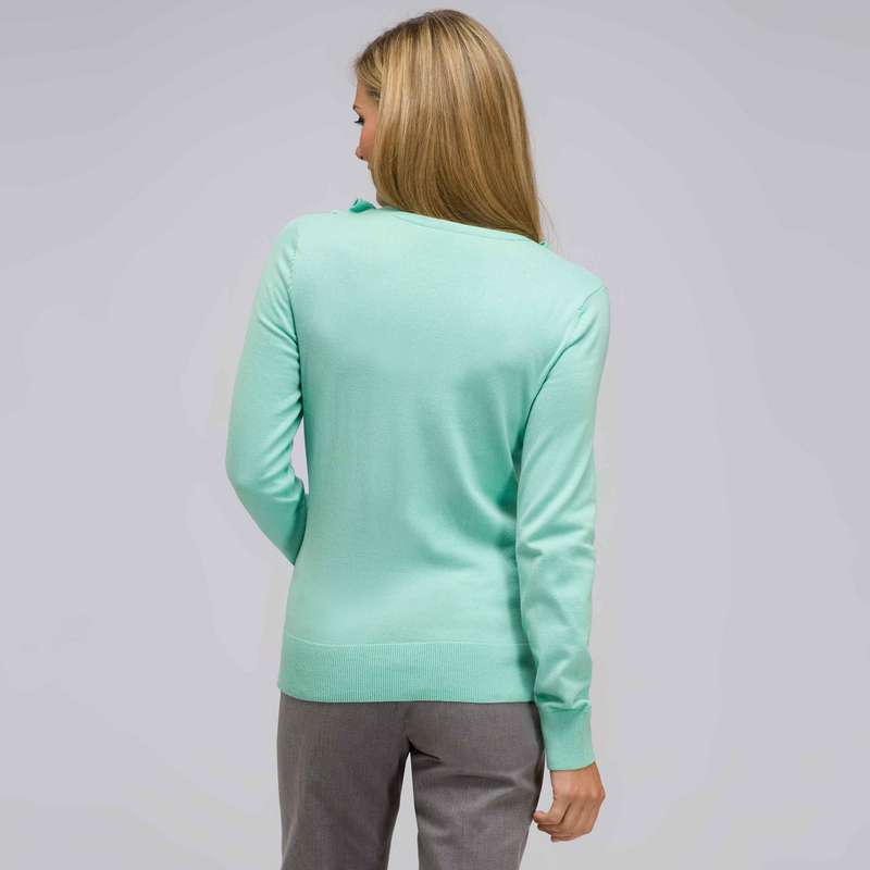 Ruffle Front V-Neck Cardigan, Icy Mint, large image number 1